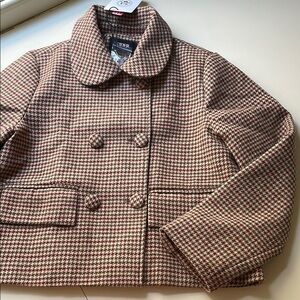 Brown Houndstooth Collared Jacket